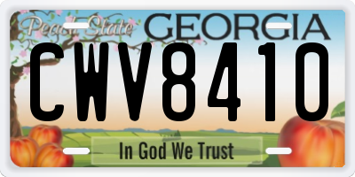 GA license plate CWV8410