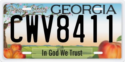GA license plate CWV8411