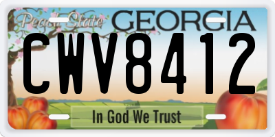 GA license plate CWV8412