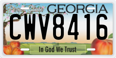 GA license plate CWV8416