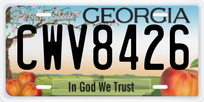 GA license plate CWV8426