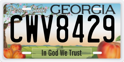 GA license plate CWV8429