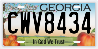 GA license plate CWV8434