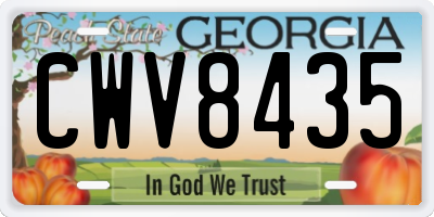 GA license plate CWV8435