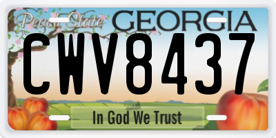 GA license plate CWV8437