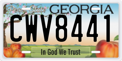 GA license plate CWV8441