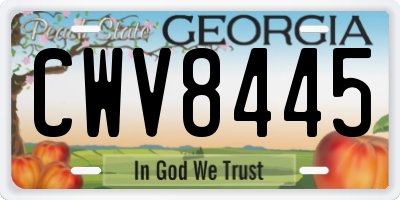 GA license plate CWV8445