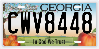 GA license plate CWV8448