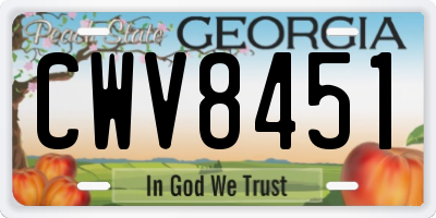 GA license plate CWV8451