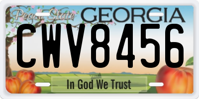 GA license plate CWV8456