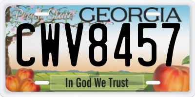 GA license plate CWV8457