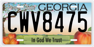 GA license plate CWV8475