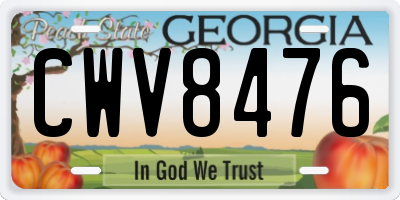 GA license plate CWV8476