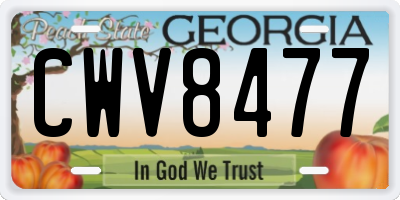 GA license plate CWV8477