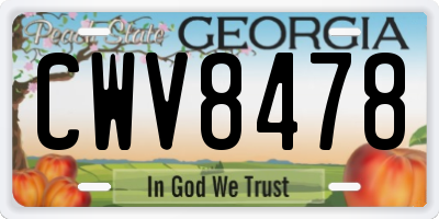 GA license plate CWV8478