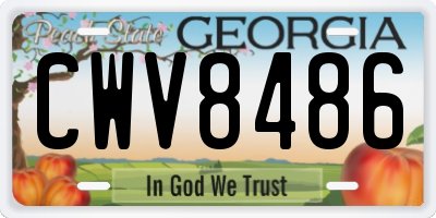 GA license plate CWV8486