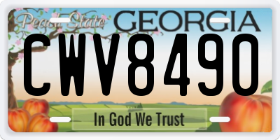 GA license plate CWV8490