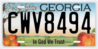 GA license plate CWV8494