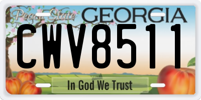 GA license plate CWV8511