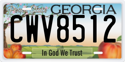 GA license plate CWV8512