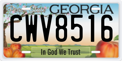 GA license plate CWV8516