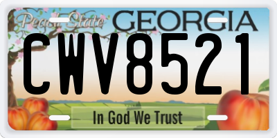 GA license plate CWV8521