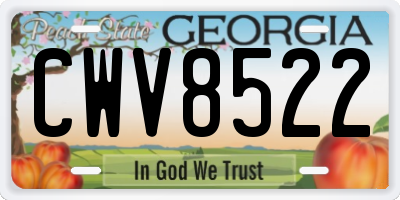 GA license plate CWV8522