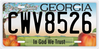 GA license plate CWV8526