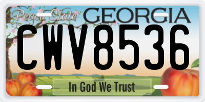 GA license plate CWV8536