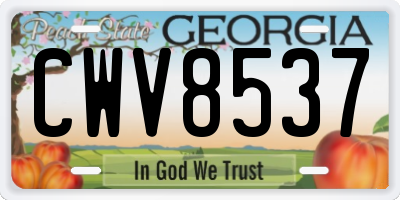 GA license plate CWV8537