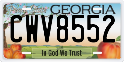 GA license plate CWV8552