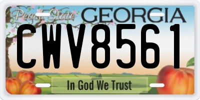 GA license plate CWV8561