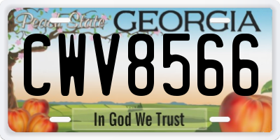 GA license plate CWV8566