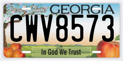 GA license plate CWV8573