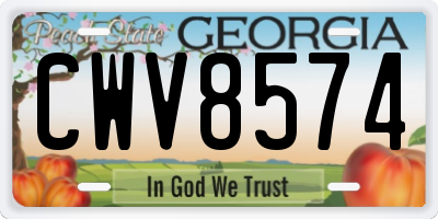 GA license plate CWV8574