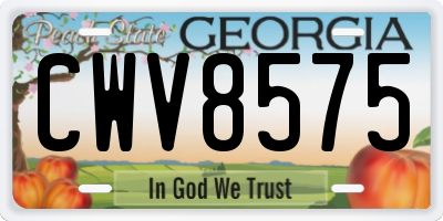 GA license plate CWV8575