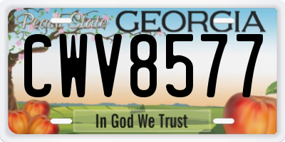 GA license plate CWV8577