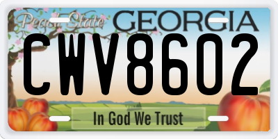 GA license plate CWV8602