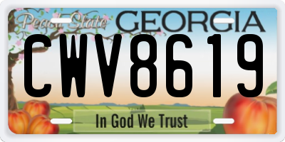 GA license plate CWV8619