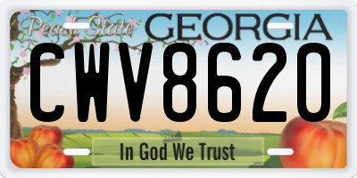 GA license plate CWV8620