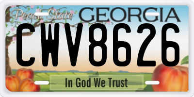 GA license plate CWV8626