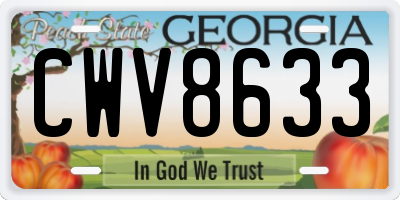 GA license plate CWV8633