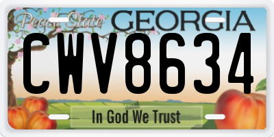 GA license plate CWV8634