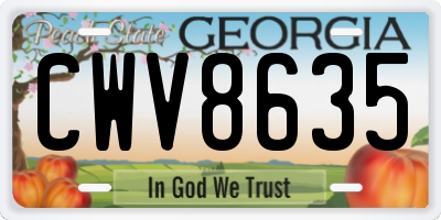 GA license plate CWV8635