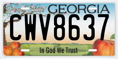 GA license plate CWV8637