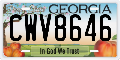 GA license plate CWV8646