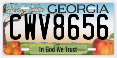 GA license plate CWV8656