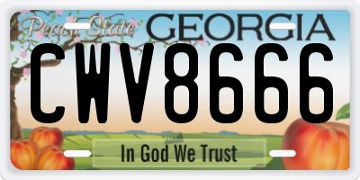 GA license plate CWV8666
