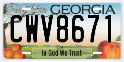 GA license plate CWV8671