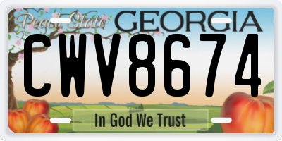 GA license plate CWV8674